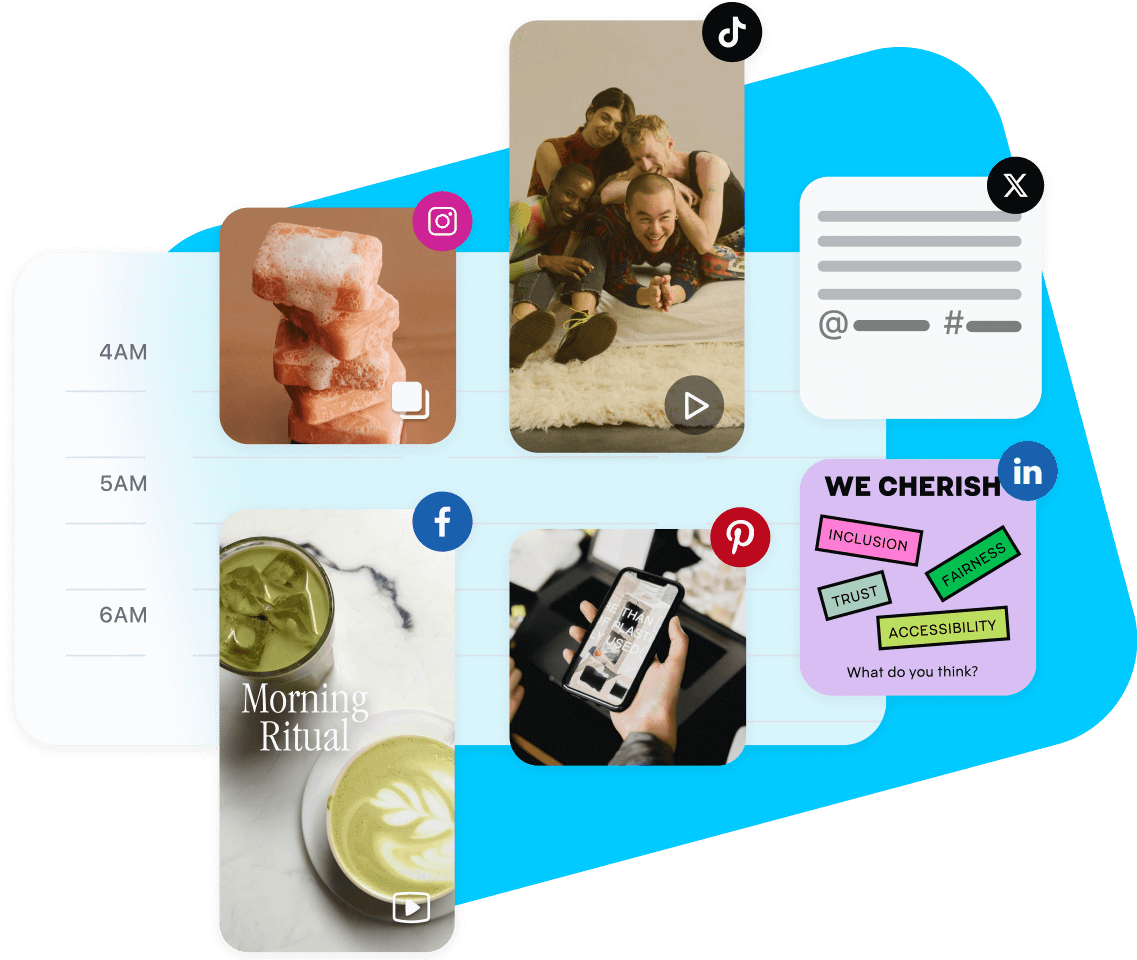 Social media managers use Later to find creators, auto publish social content, collect UGC and find relevant hashtags