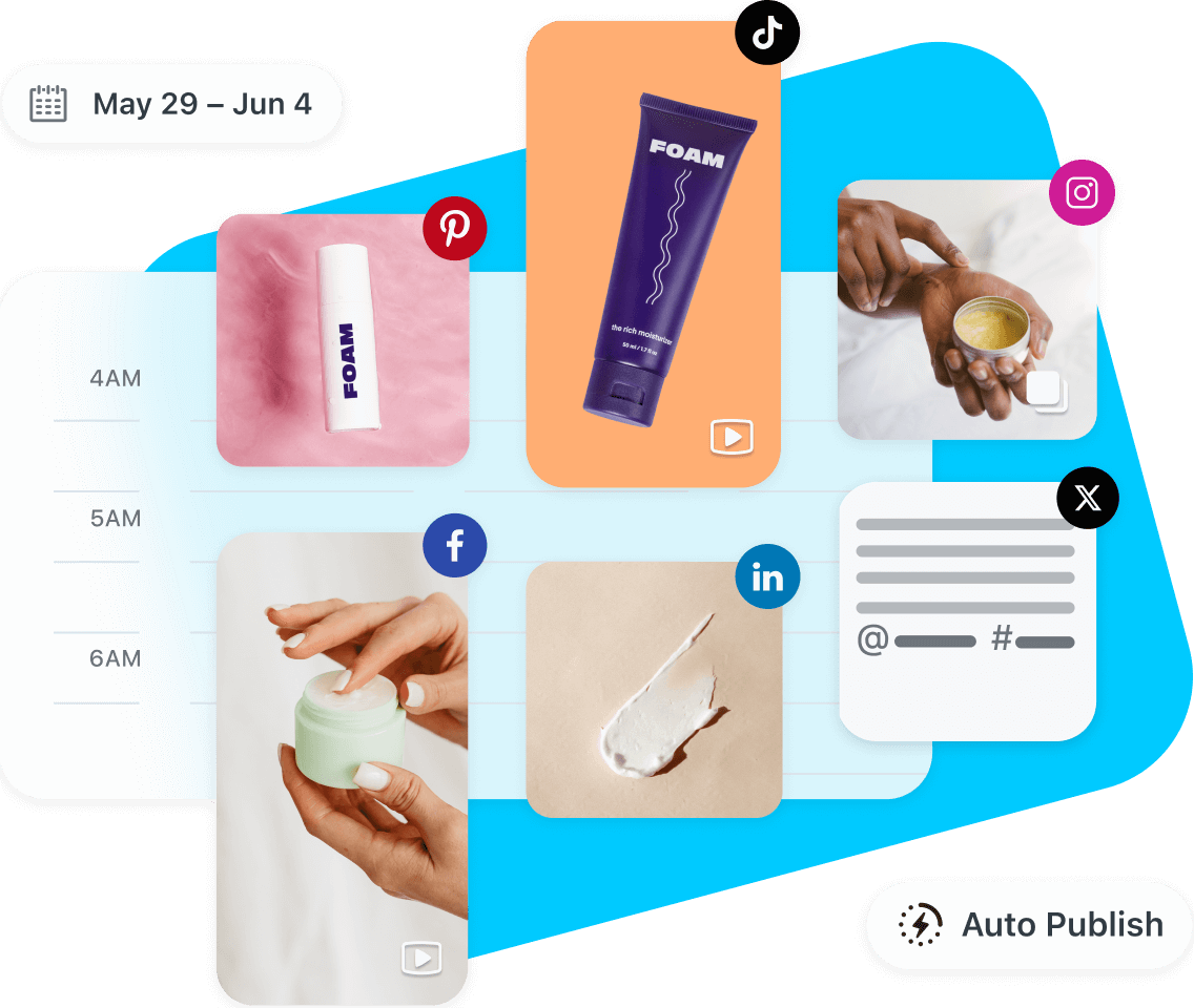Later is used to schedule Instagram, TikTok, Facebook, Pinterest, LinkedIn and Twitter posts from one place