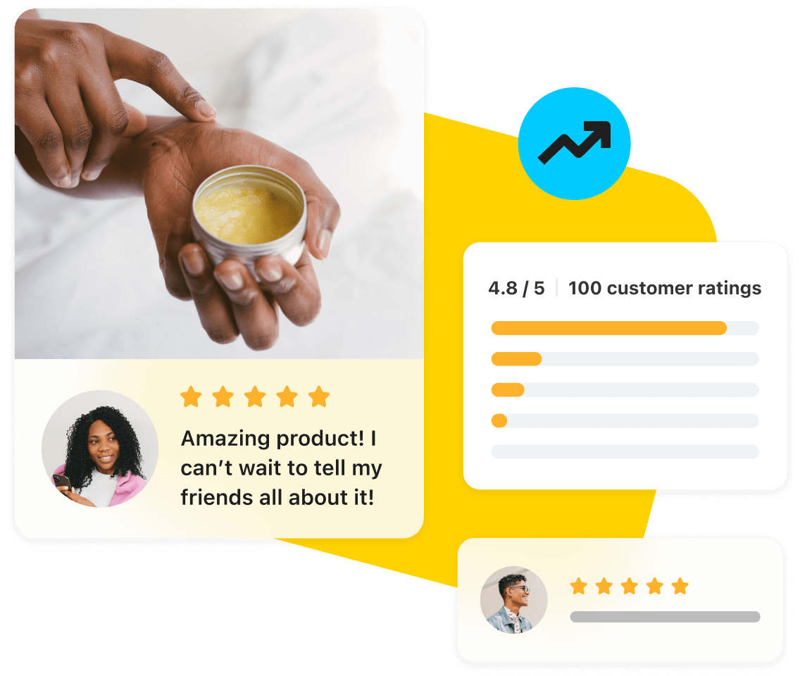 Brand collects ratings and reviews in Later Influence, which also shows its average star rating