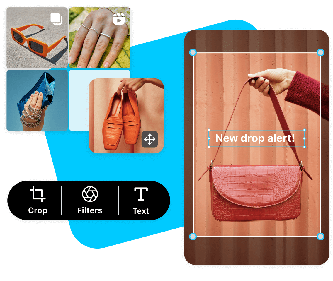 Content creator edits and adds captions to their Instagram stories with Later