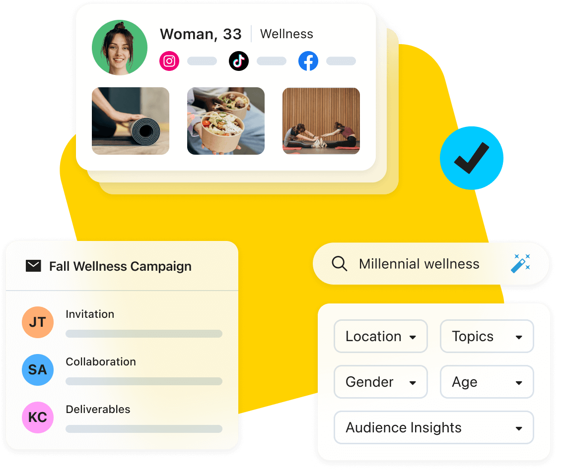 Later influencer index, customizable search feature, and influencer campaign management platform