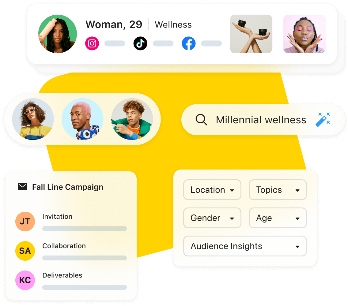 Search Laters influencer database using demographic filters and the find similar influencers tool