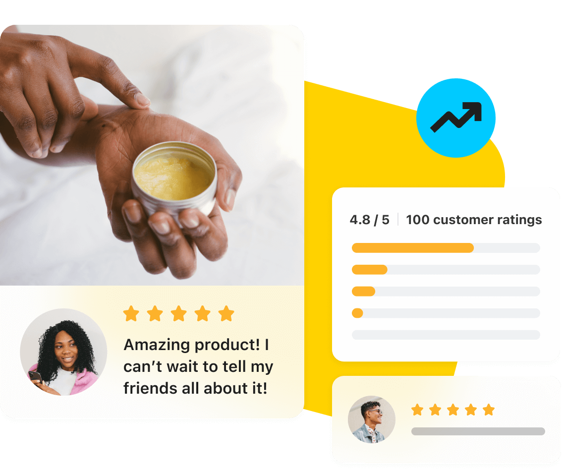 Review and ratings visible on the Later social proof software