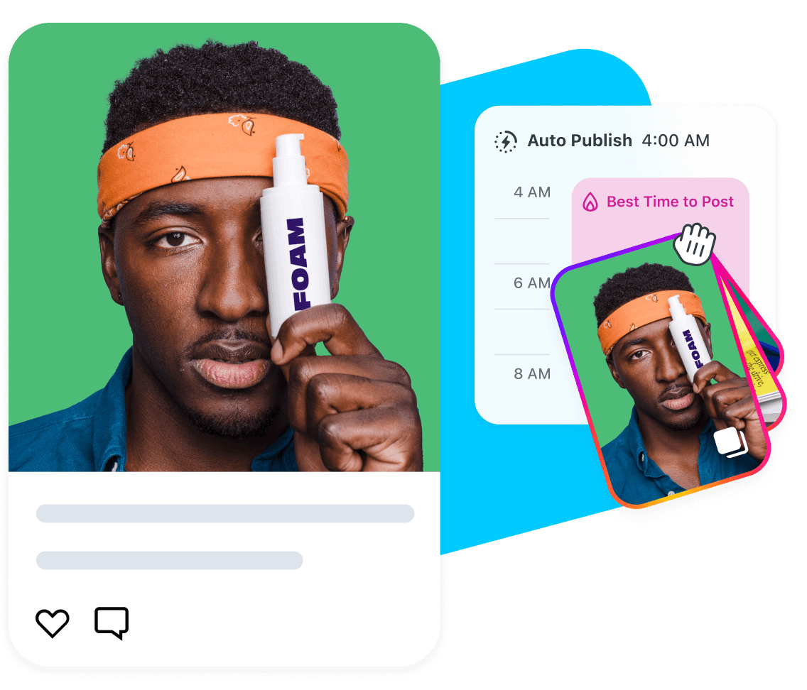 Creator publishes a carousel post on Instagram using the Later Best Time to Post feature for maximum engagement