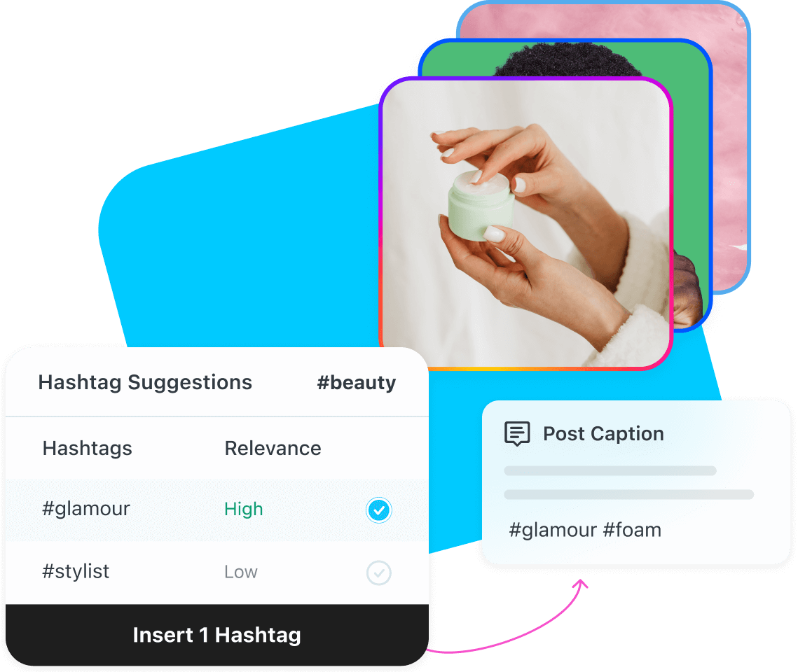 Later Hashtag Suggestions showcasing how to get automatic hashtag suggestions based on your caption