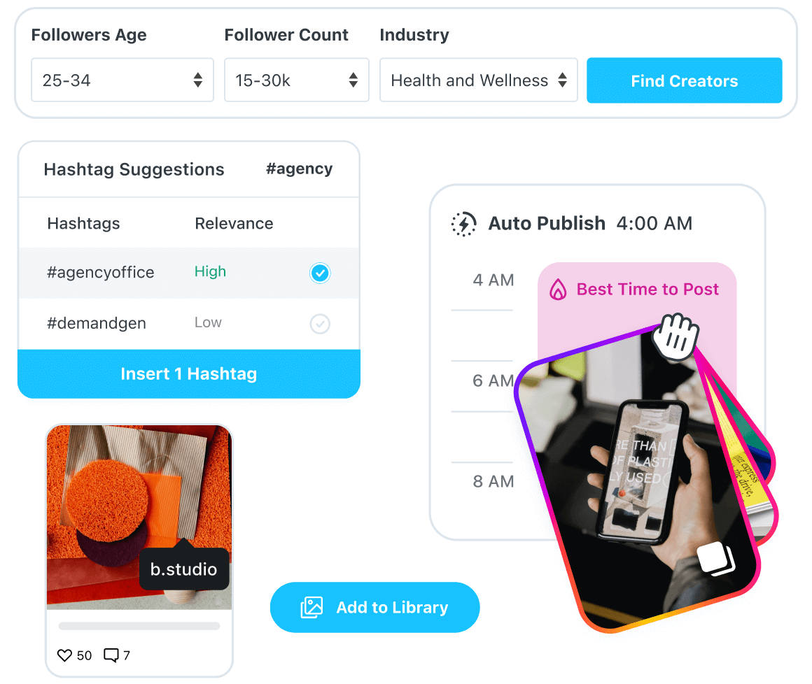 Later has all of the tools for agencies to manage social media and influencer marketing