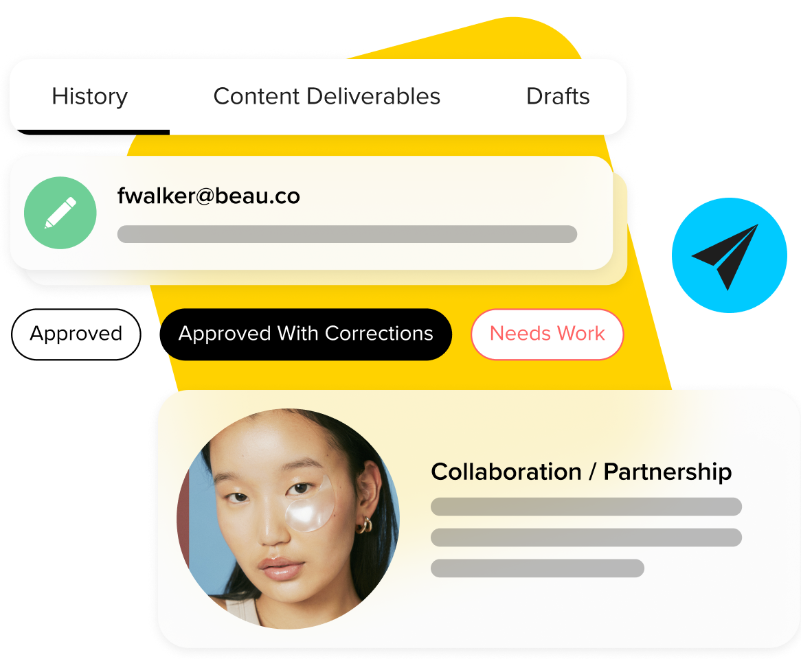 Mark campaigns as Approved, Approved with Corrections, or Needs Work within the Later Influencer Marketing Platform