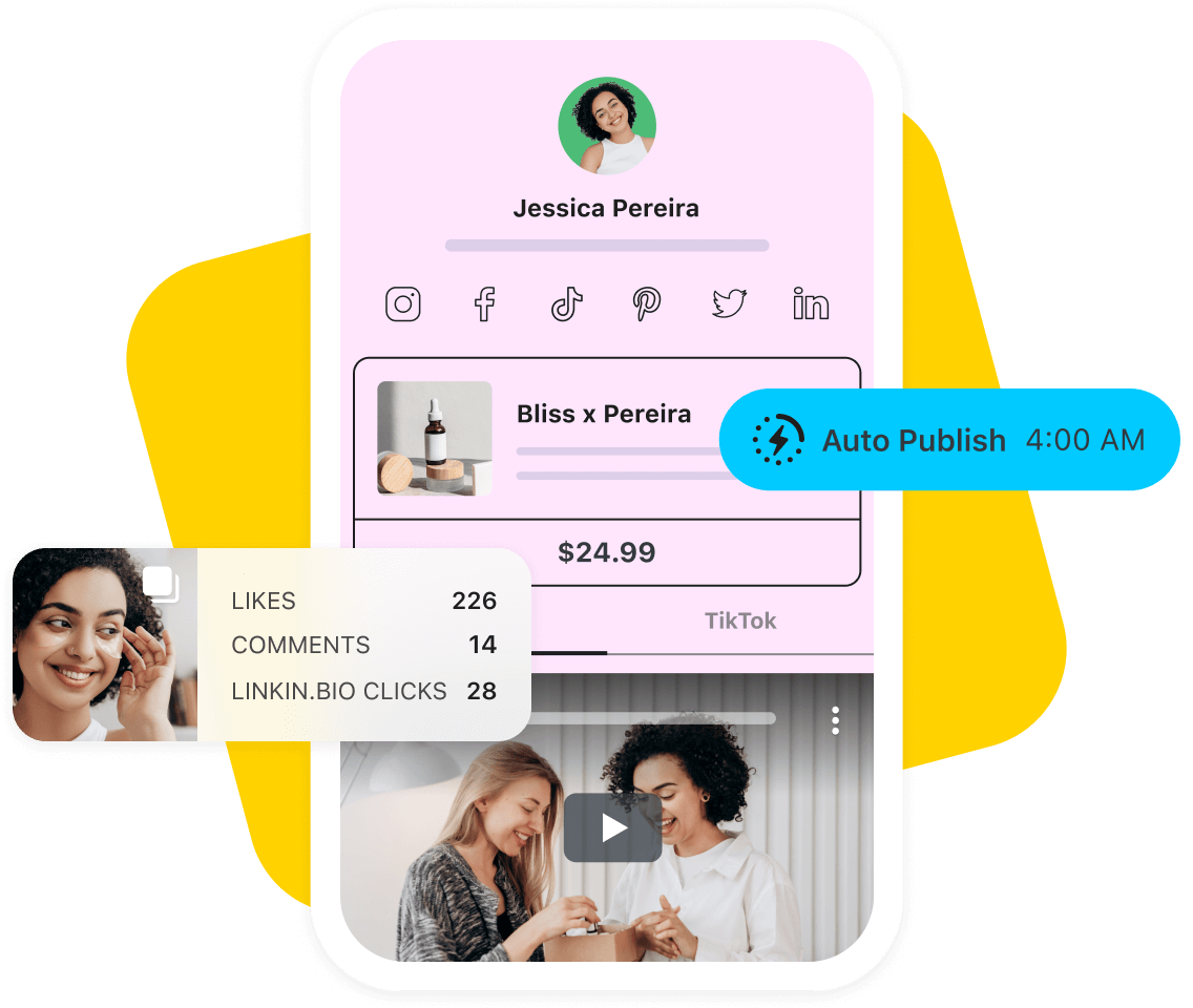 Get access to scheduling tools and performance analytics, and drive more sales through Link in Bio.