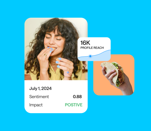 Creator profile in Later Social Listening tool on blue background