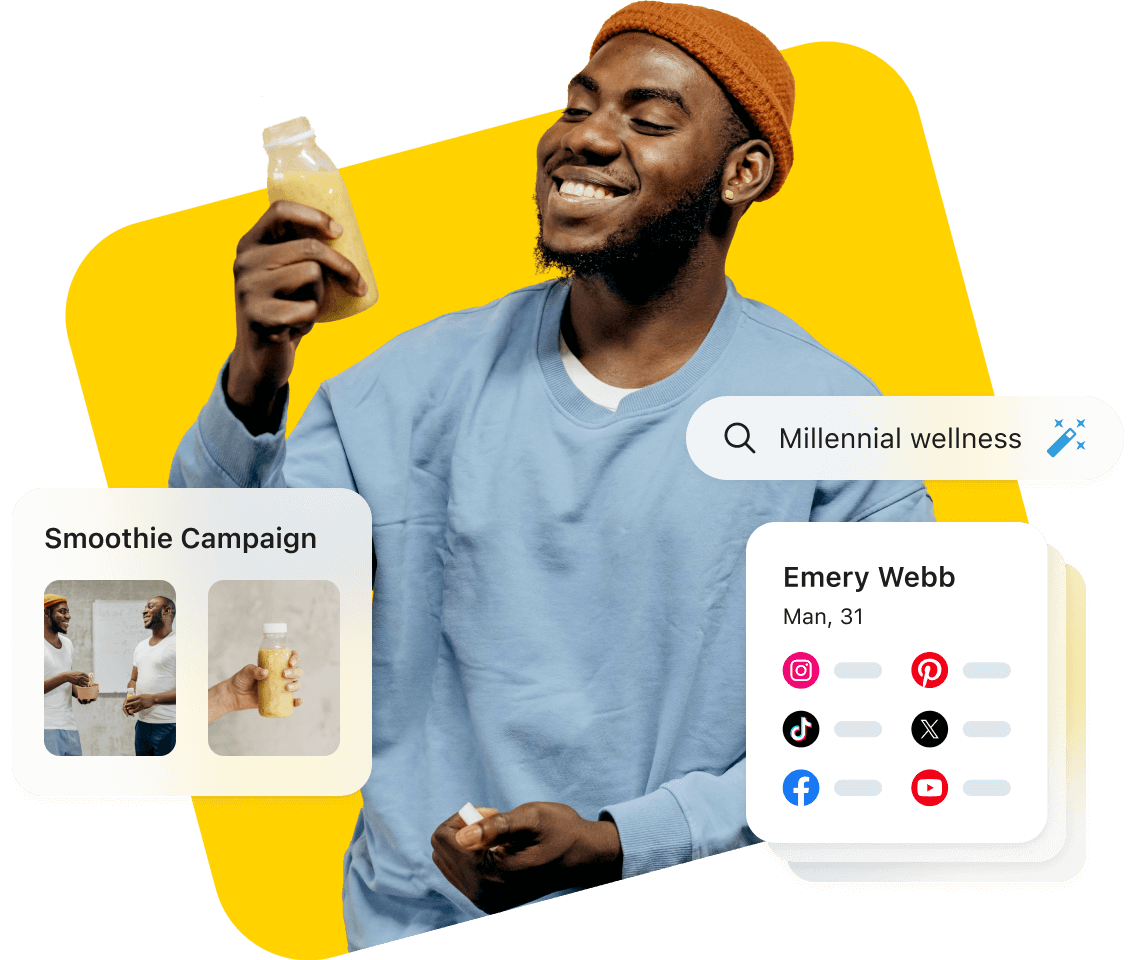 UGC creator holding smoothie creates smoothie content for brand using Later Influence